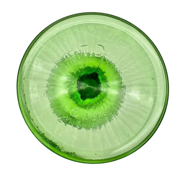 Vintage FTD 1975 Vintage Green Glass Leaf Motif Pedestal Vase - Picture 4 of 6